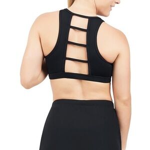 Capezio Yoga Dance Ladder Back Bra Top Black Cage Straps Size Large